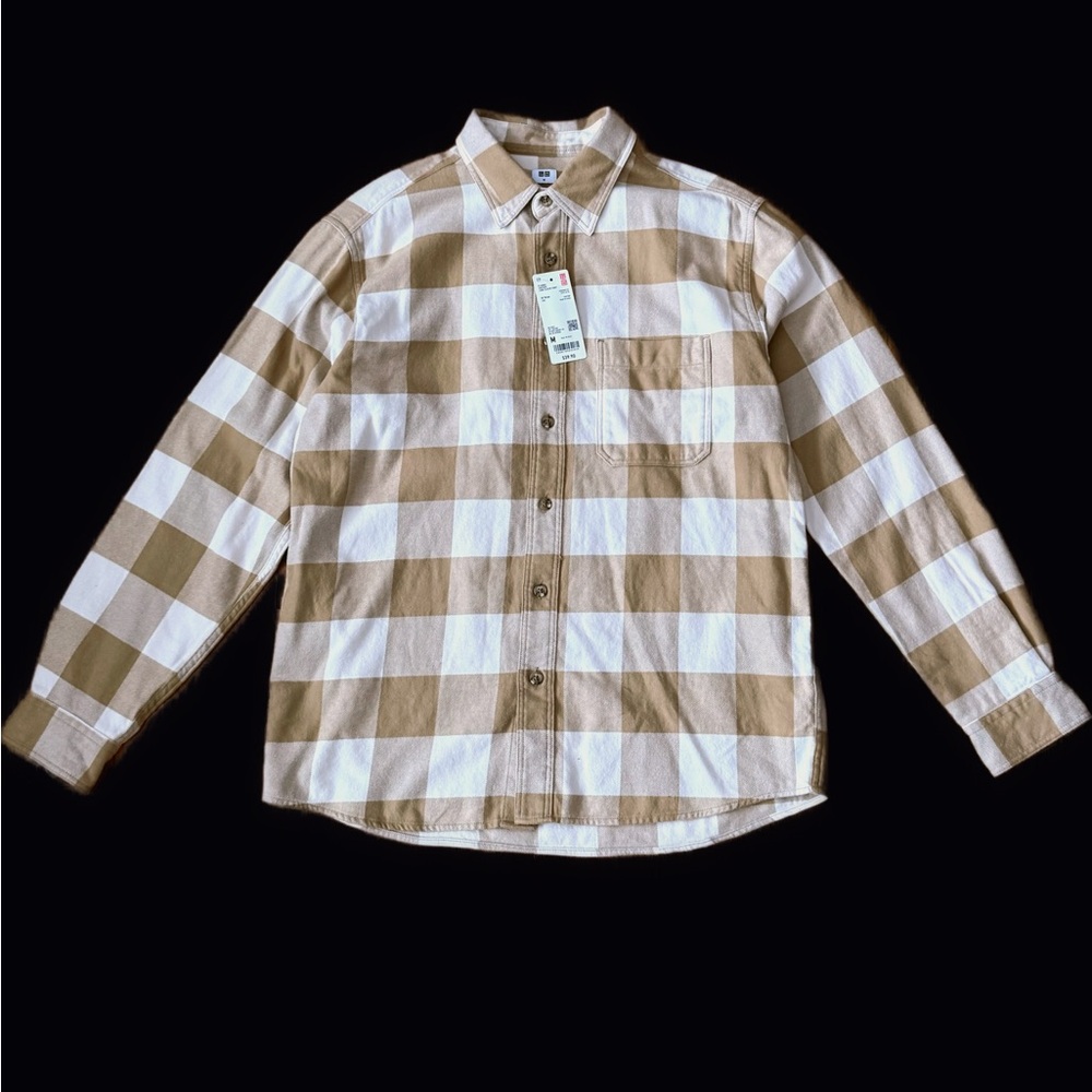 Uniqlo Beige and White Plaid Casual Shirt